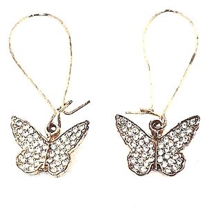Beautiful CZ Butterfly Earrings Gold Crystal  Pierced Elegant Feminine NEW